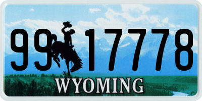 WY license plate 9917778