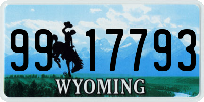WY license plate 9917793