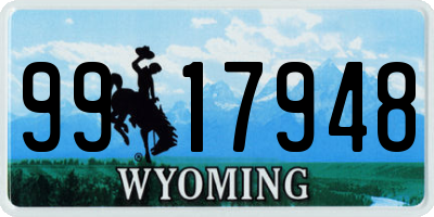 WY license plate 9917948