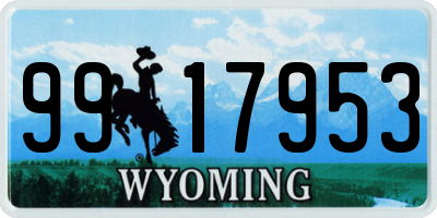 WY license plate 9917953