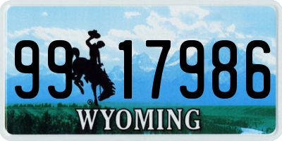WY license plate 9917986