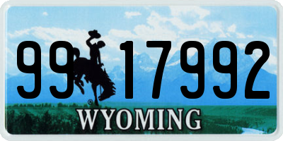 WY license plate 9917992