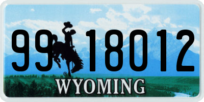 WY license plate 9918012