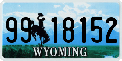 WY license plate 9918152