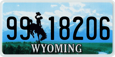 WY license plate 9918206