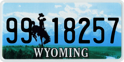 WY license plate 9918257