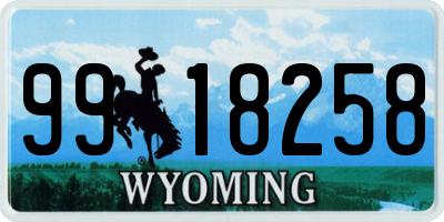 WY license plate 9918258