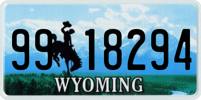 WY license plate 9918294