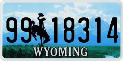 WY license plate 9918314
