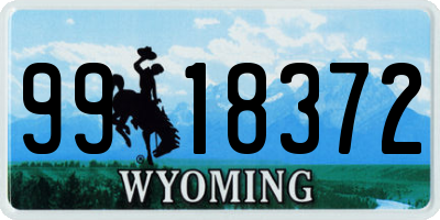 WY license plate 9918372