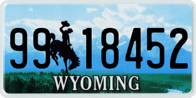 WY license plate 9918452
