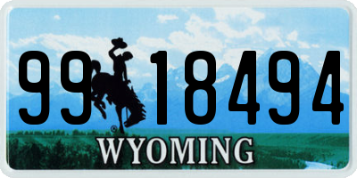 WY license plate 9918494