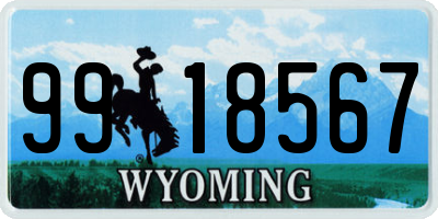 WY license plate 9918567
