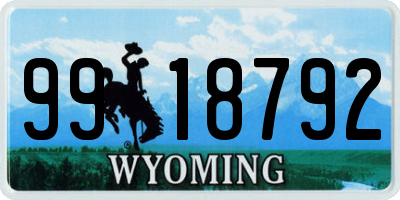 WY license plate 9918792