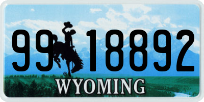 WY license plate 9918892