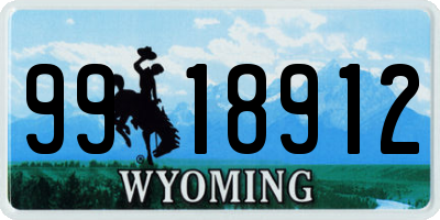 WY license plate 9918912