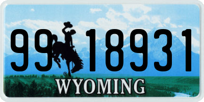 WY license plate 9918931