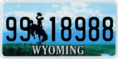 WY license plate 9918988