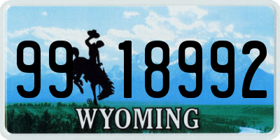 WY license plate 9918992