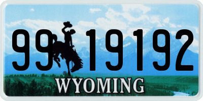 WY license plate 9919192