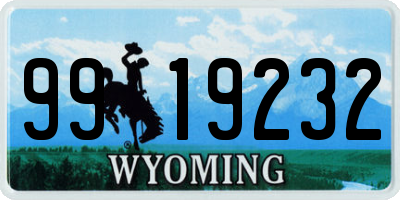WY license plate 9919232