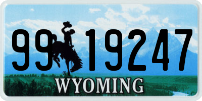 WY license plate 9919247