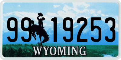 WY license plate 9919253