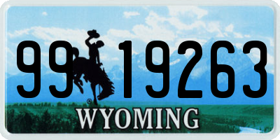 WY license plate 9919263