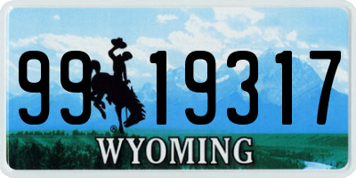 WY license plate 9919317