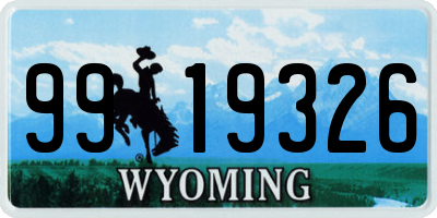 WY license plate 9919326