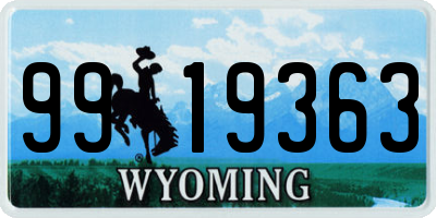 WY license plate 9919363
