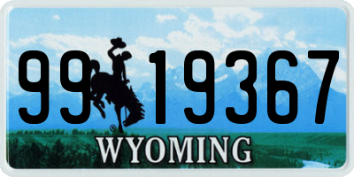 WY license plate 9919367