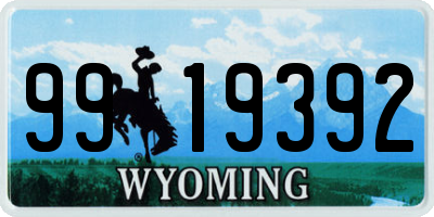 WY license plate 9919392