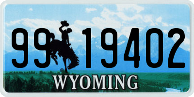 WY license plate 9919402