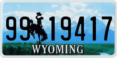 WY license plate 9919417