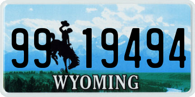 WY license plate 9919494