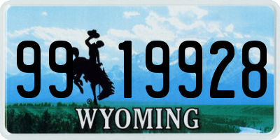 WY license plate 9919928