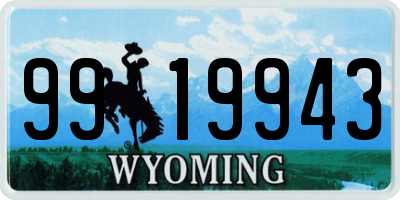 WY license plate 9919943