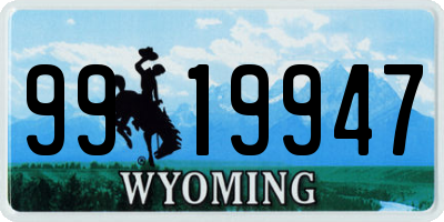 WY license plate 9919947