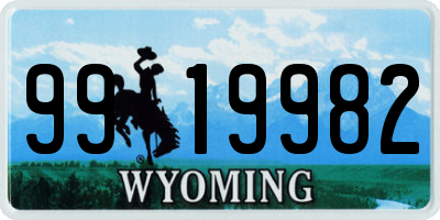 WY license plate 9919982