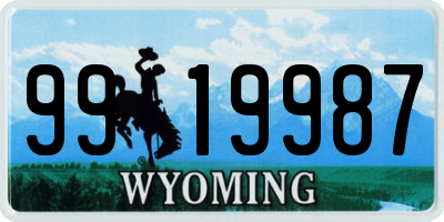 WY license plate 9919987