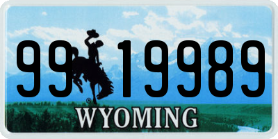 WY license plate 9919989