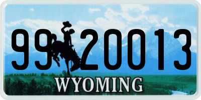 WY license plate 9920013