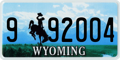 WY license plate 992004