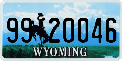 WY license plate 9920046
