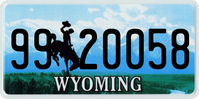 WY license plate 9920058