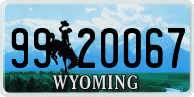 WY license plate 9920067