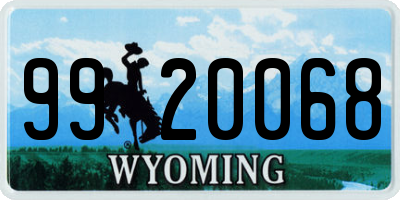 WY license plate 9920068