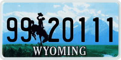 WY license plate 9920111