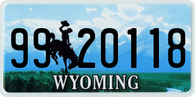WY license plate 9920118
